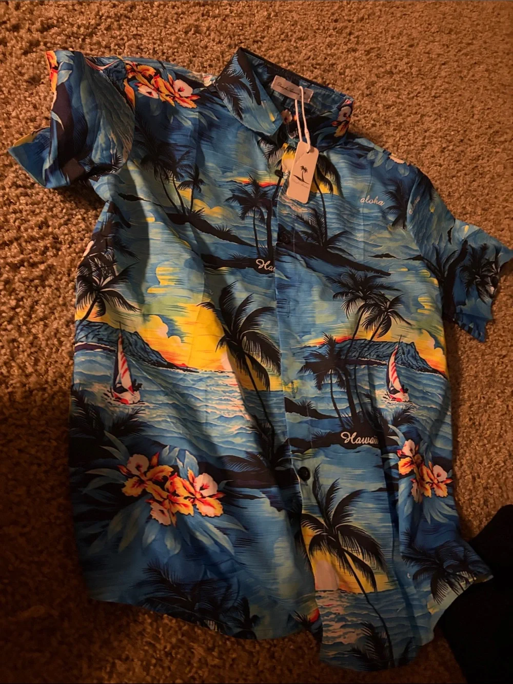 Department 56 Blue Hawaiian Tropical Kids Shirt